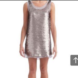 Anthropologie Paper Crown Smoke Sequin Mini Shift Dress Sz S